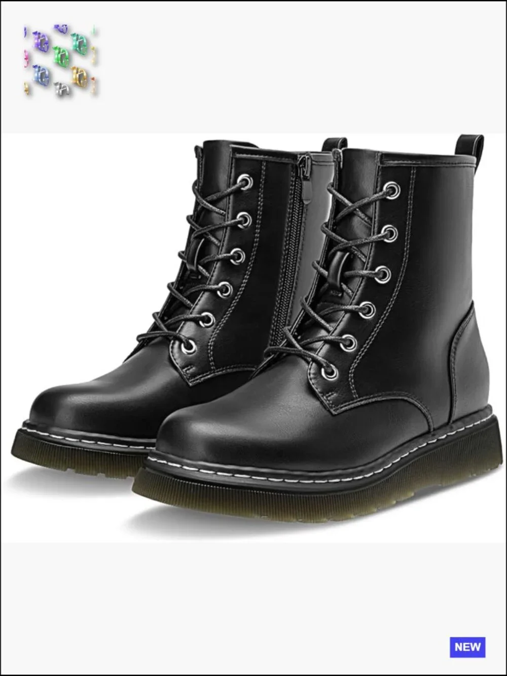 Lace-Up Combat Boots Lug Sole Ankle Booties Side Zipper Womens Flat Platform